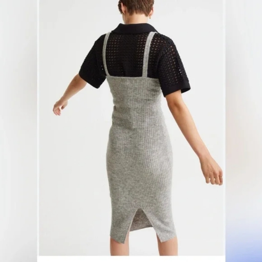 Gray Ribbed Knit Midi Bodycon Tank Dress - Picture 7 of 7